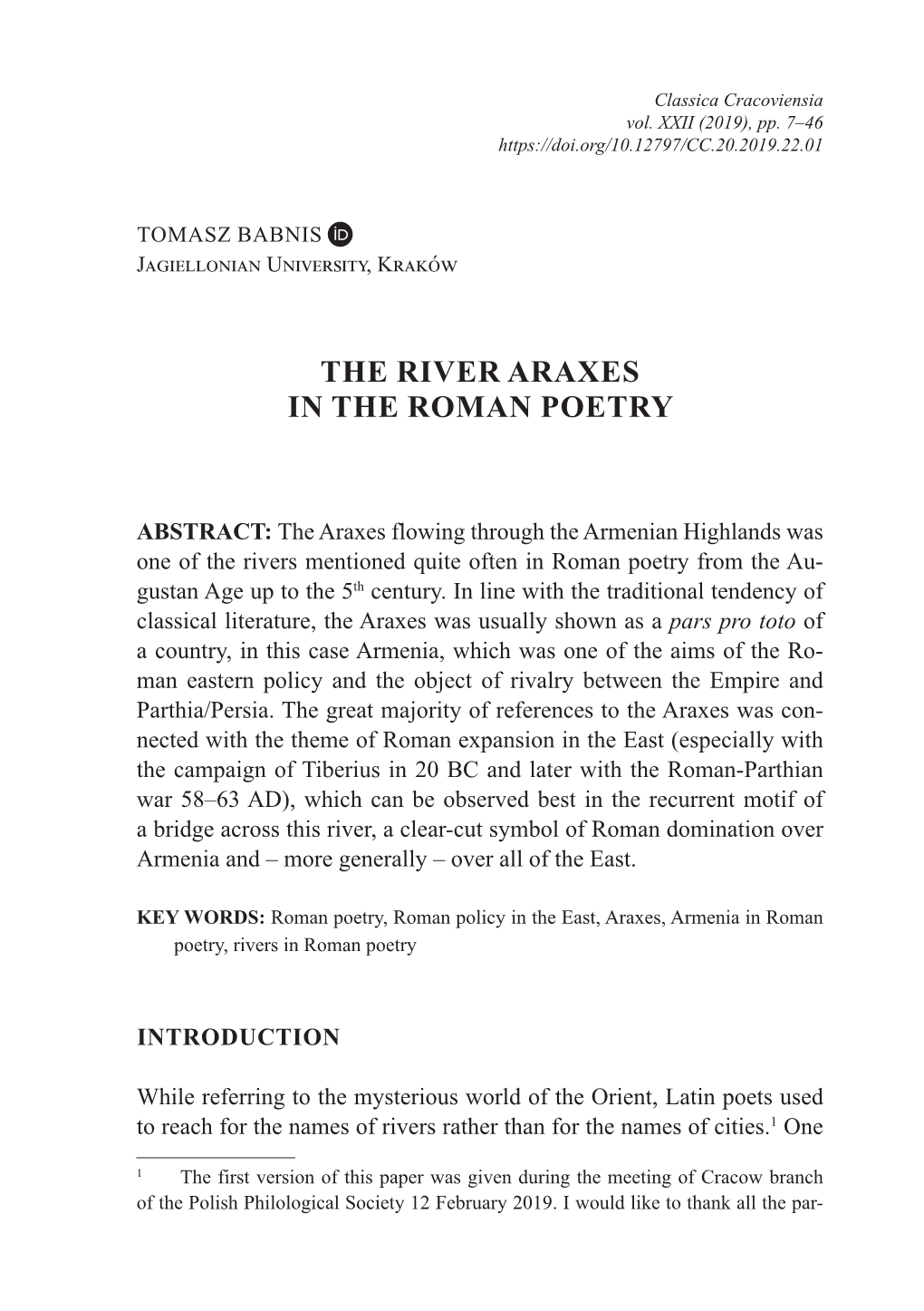The River Araxes in the Roman Poetry
