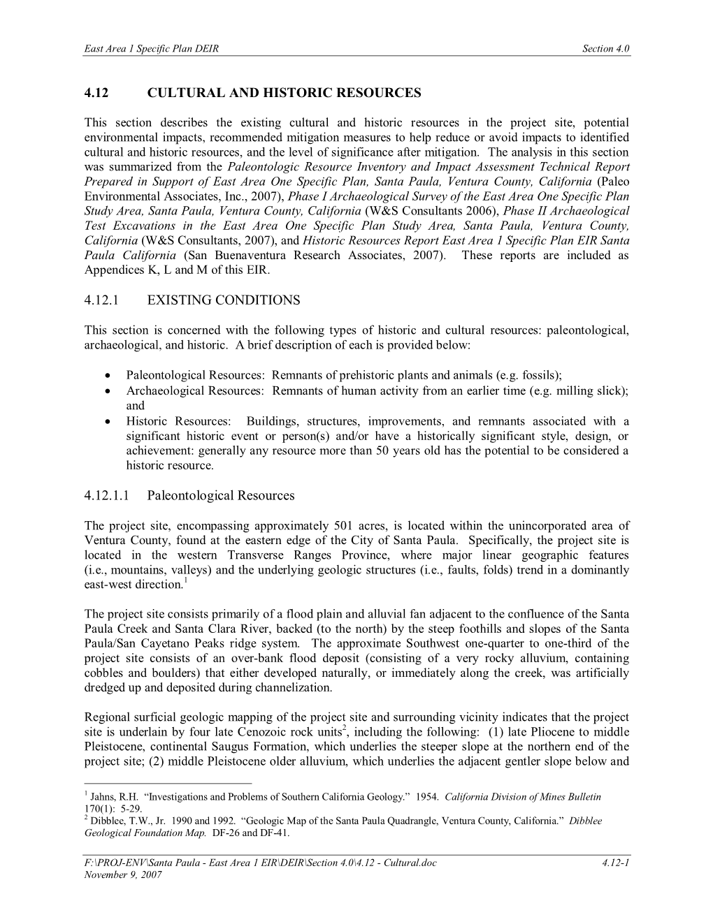 East Area 1 Specific Plan Draft Environmental Impact Report