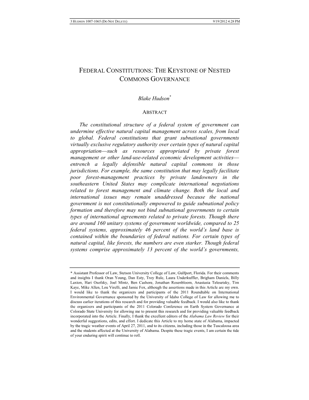 Federal Constitutions: the Keystone of Nested Commons Governance