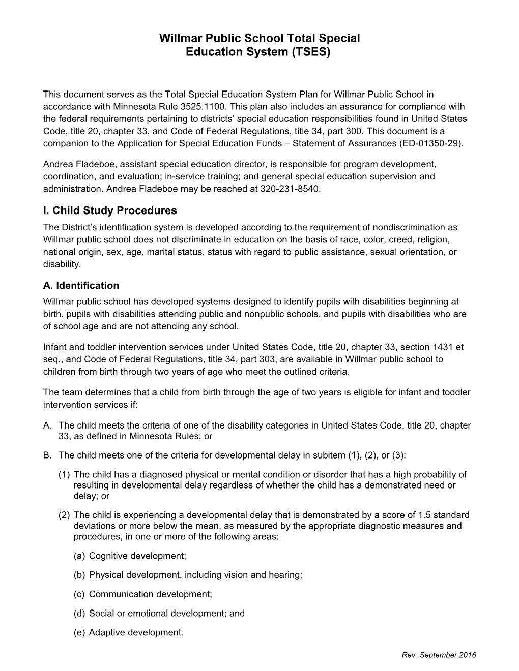 Total Special Education System Template