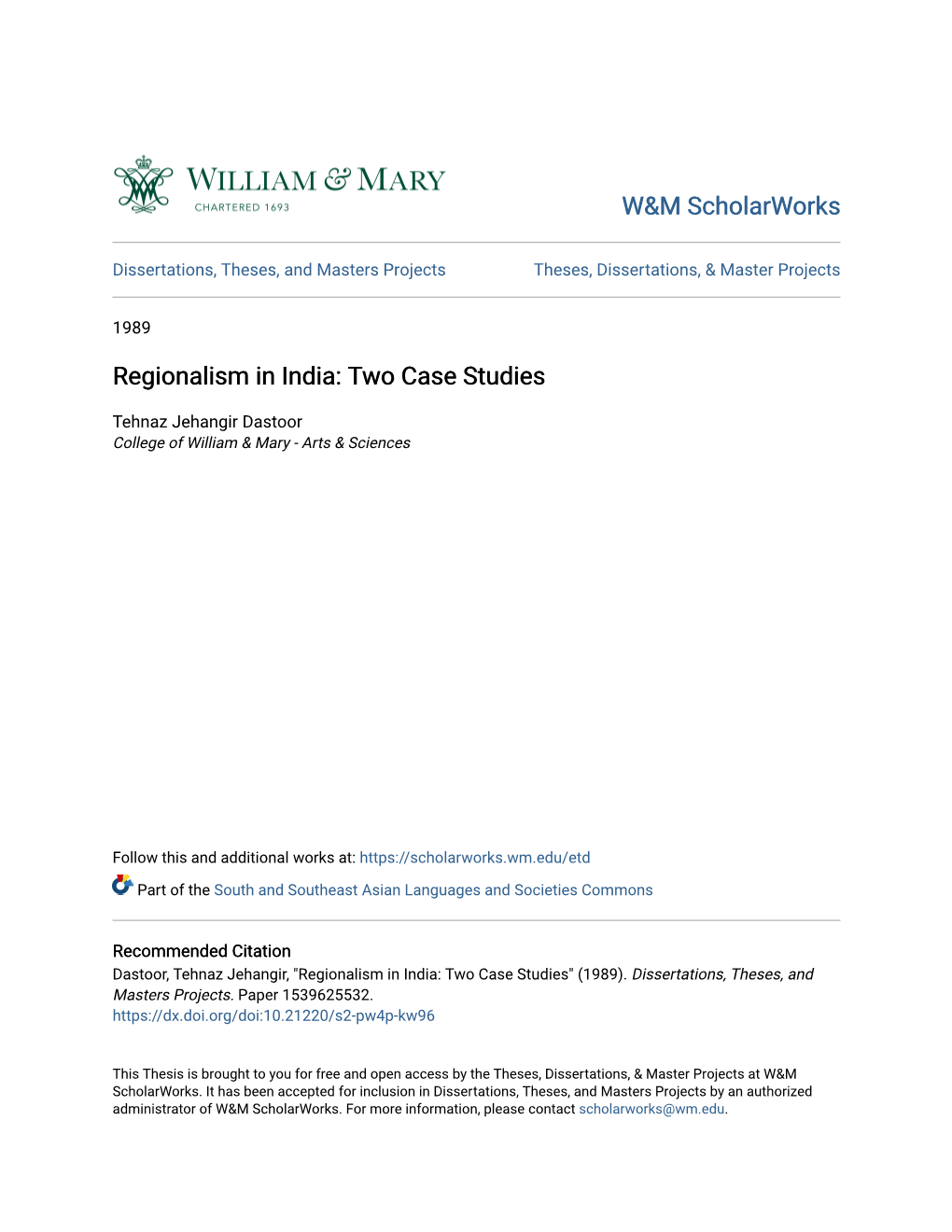 Regionalism in India: Two Case Studies