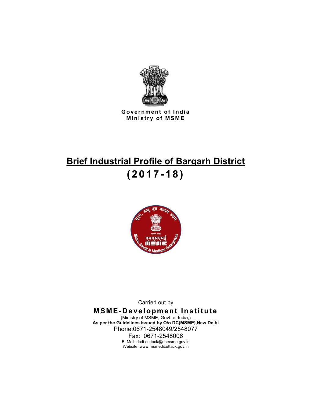 Brief Industrial Profile of Bargarh District