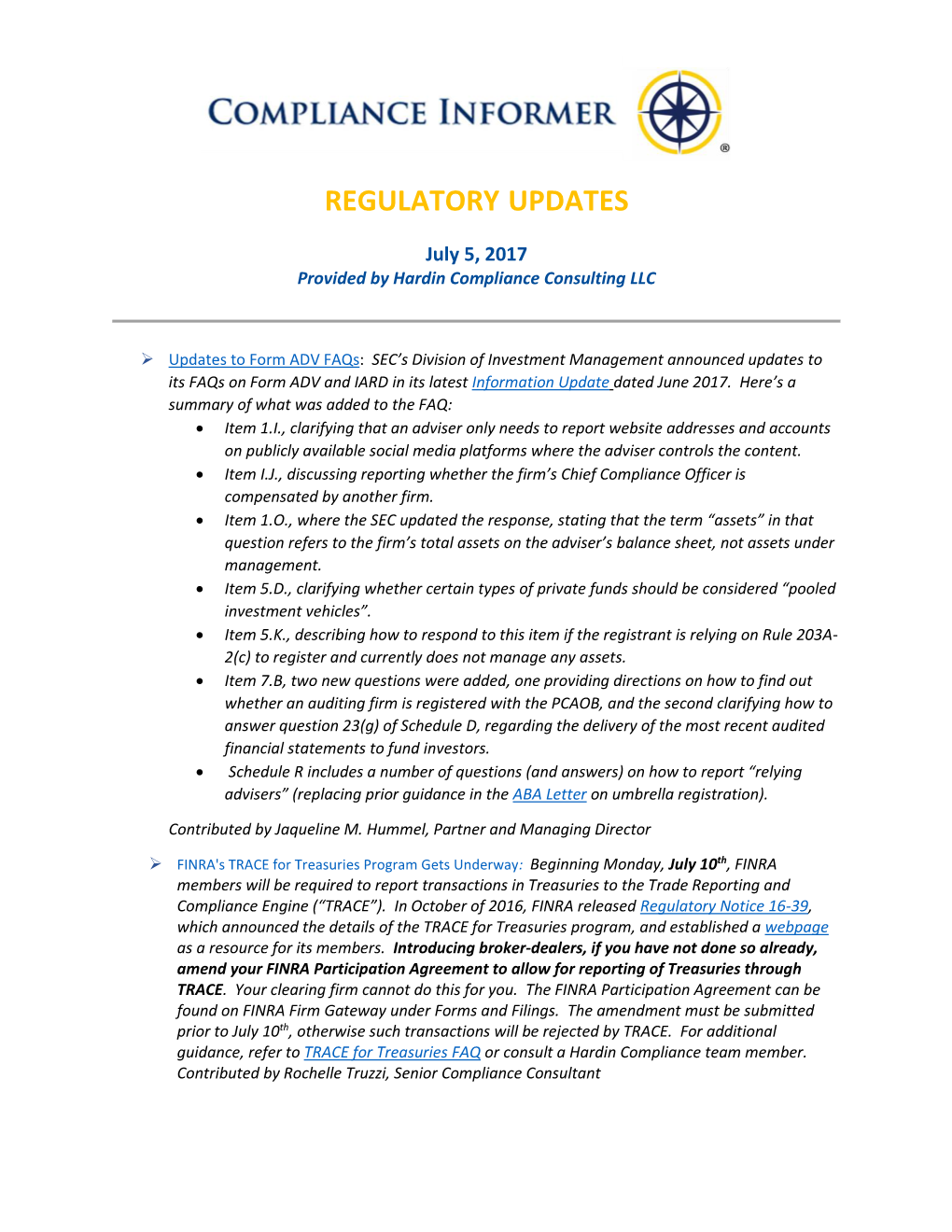 Regulatory Updates