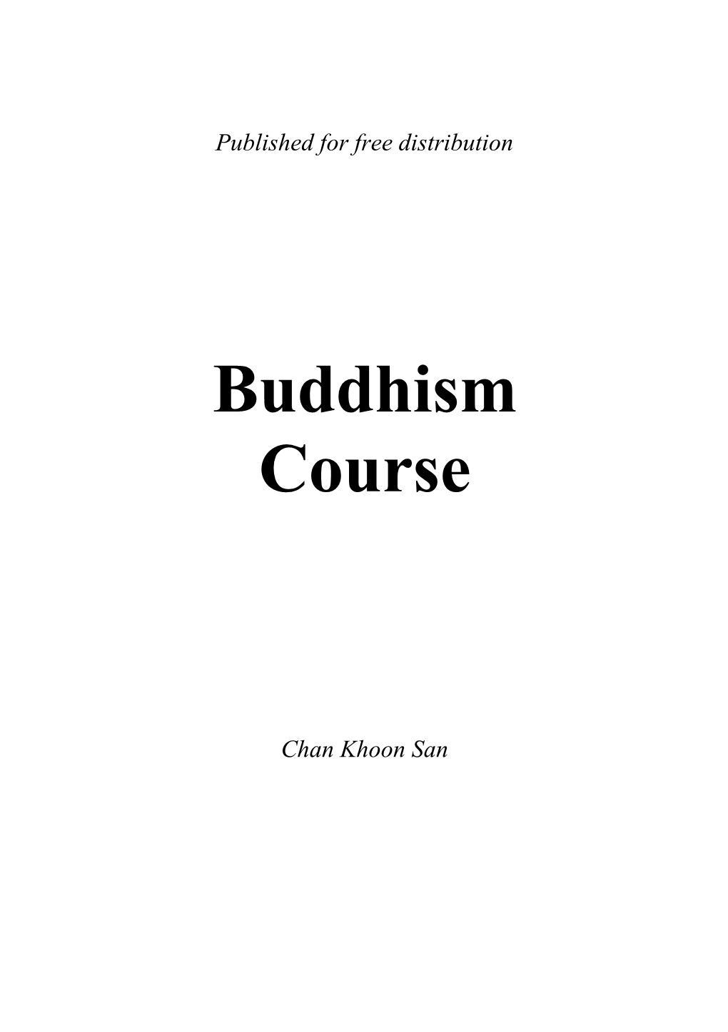 Buddhism Course