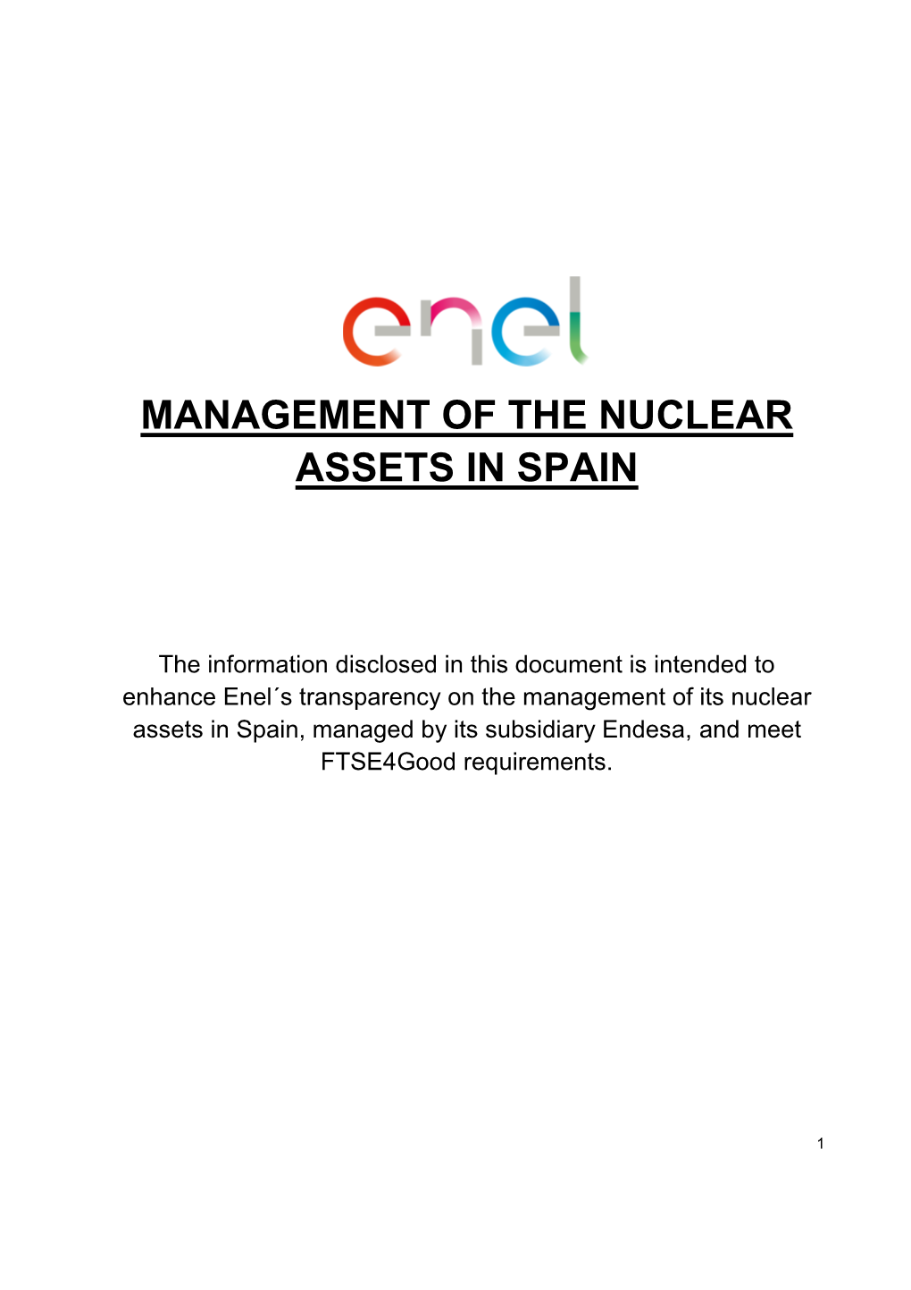 Management of the Nuclear Assets in Spain