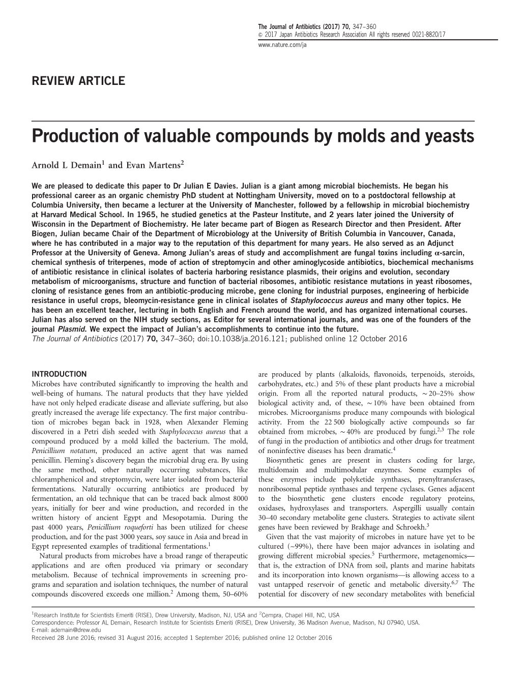 Production of Valuable Compounds by Molds and Yeasts