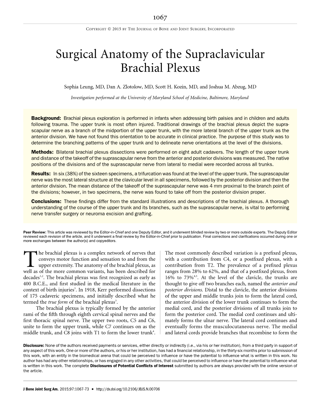 Surgical Anatomy of the Supraclavicular Brachial Plexus