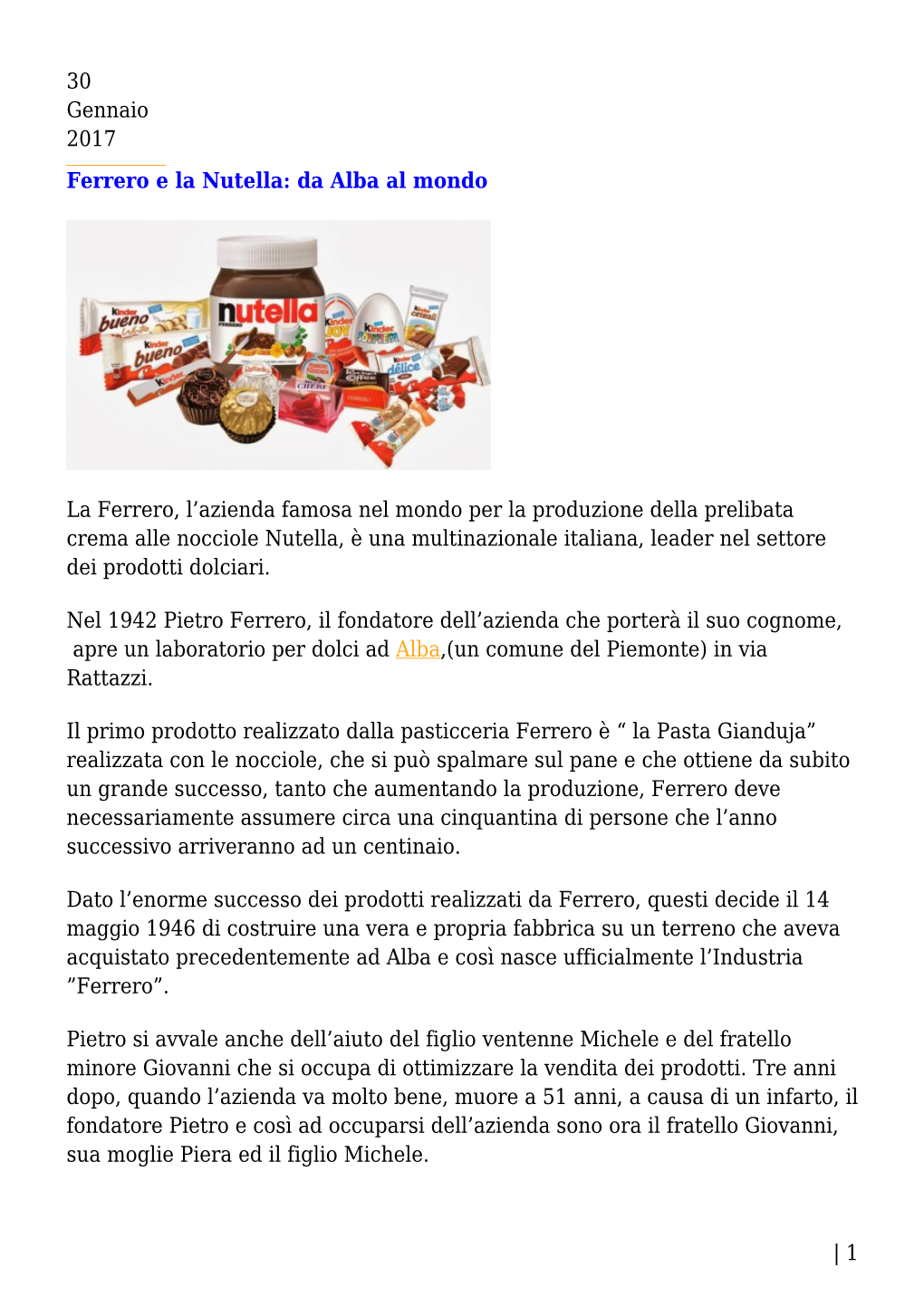 Ferrero E La Nutella: Da Alba Al Mondo