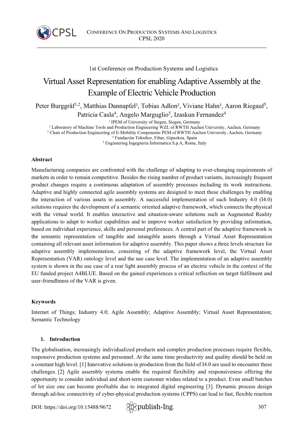 Virtual Asset Representation for Enabling Adaptive Assembly at the Example of Electric Vehicle Production