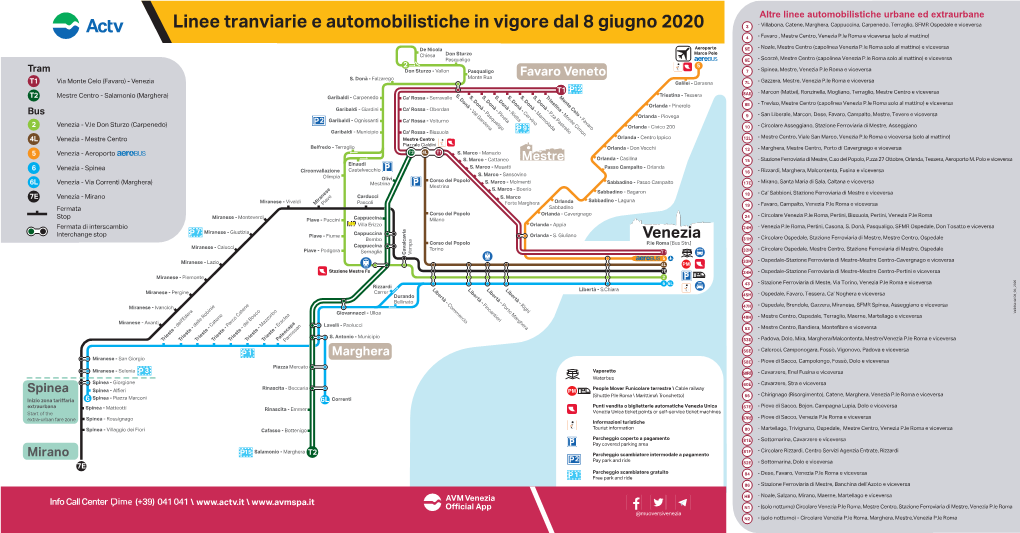 Linee Tranviarie E Automobilistiche in Vigore Dal 8 Giugno 2020 - Favaro , Mestre Centro, Venezia P.Le Roma E Viceversa (Solo Al Mattino) 4