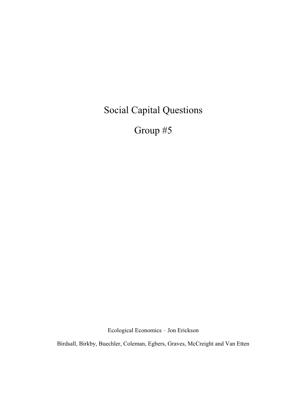 Social Capital Questions