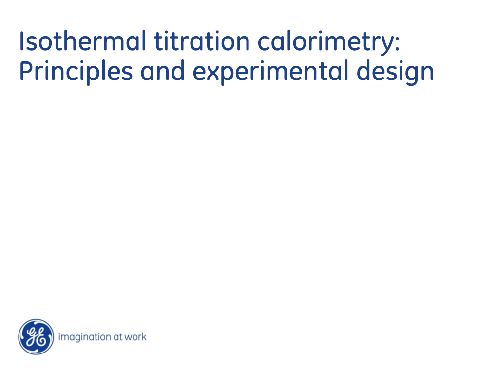 Isothermal Titration Calorimetry: Principles and Experimental Design