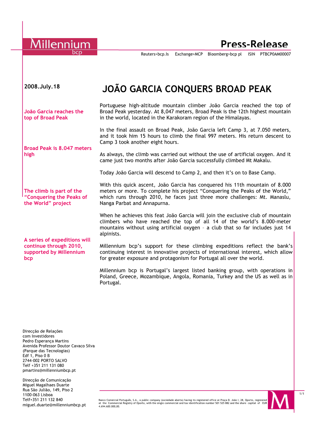 João Garcia Conquers Broad Peak