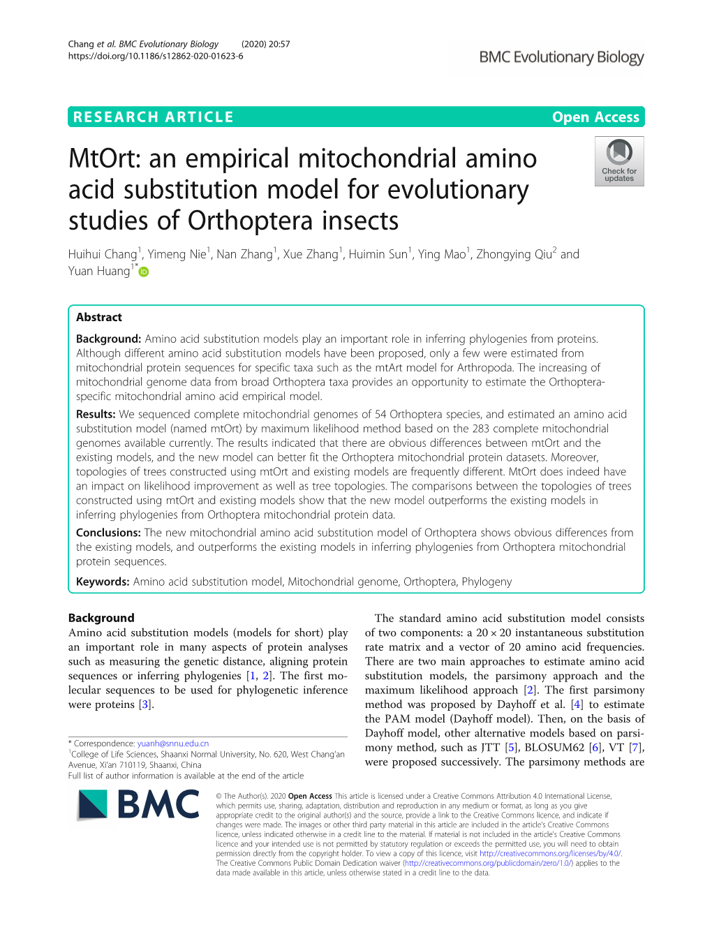 An Empirical Mitochondrial Amino Acid Substitution Model for Evolutionary