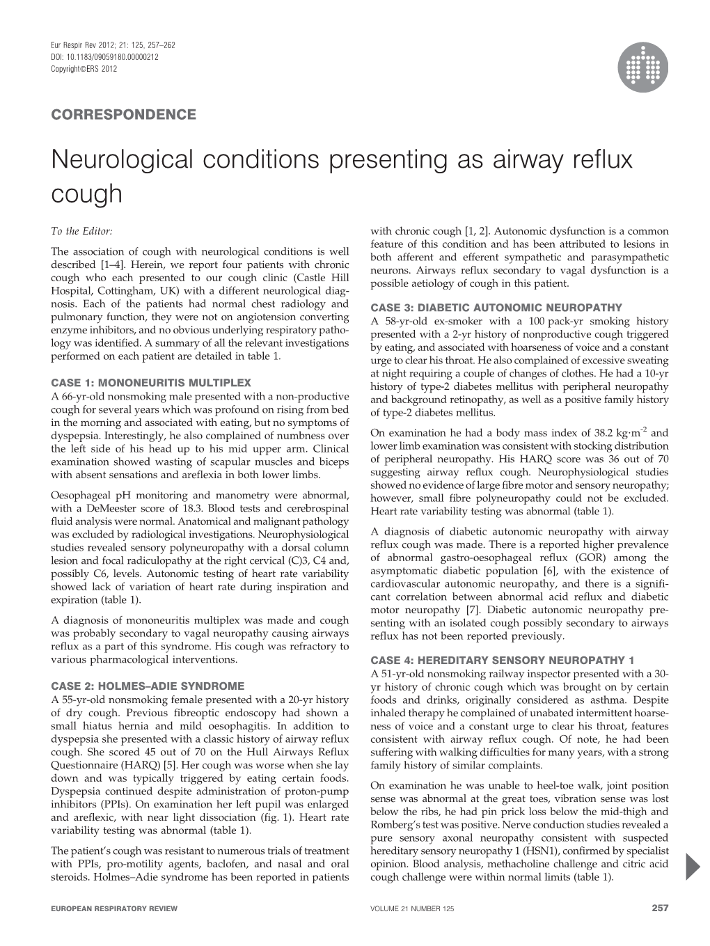 Neurological Conditions Presenting As Airway Reflux Cough