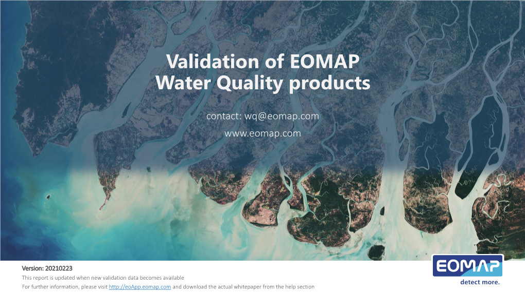 Validation of EOMAP Water Quality Products