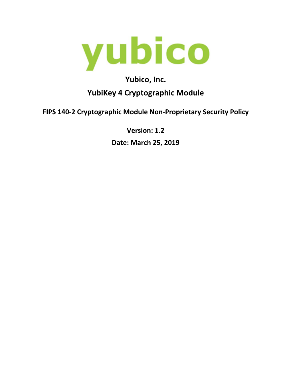 Yubico, Inc. Yubikey 4 Cryptographic Module