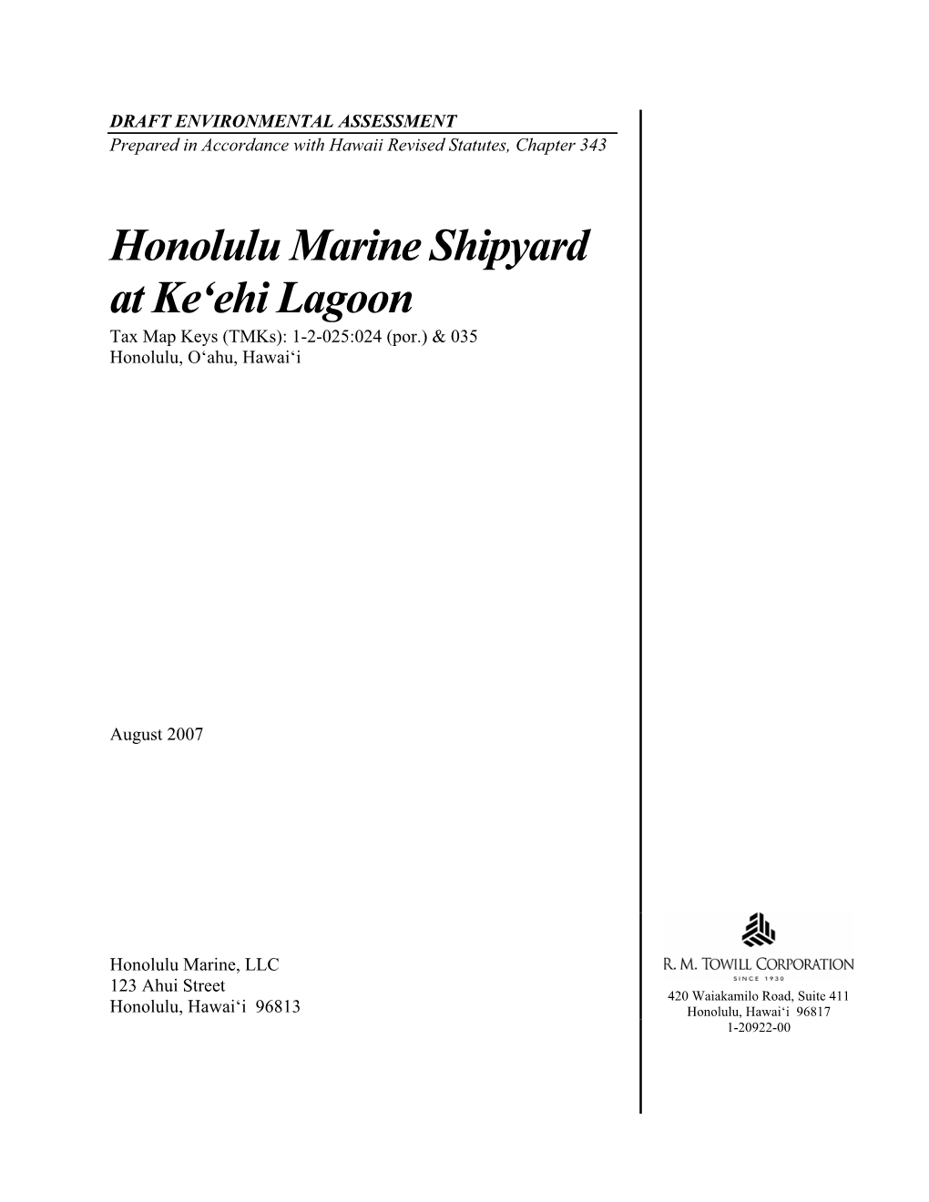 Honolulu Marine Shipyard at Ke'ehi Lagoon