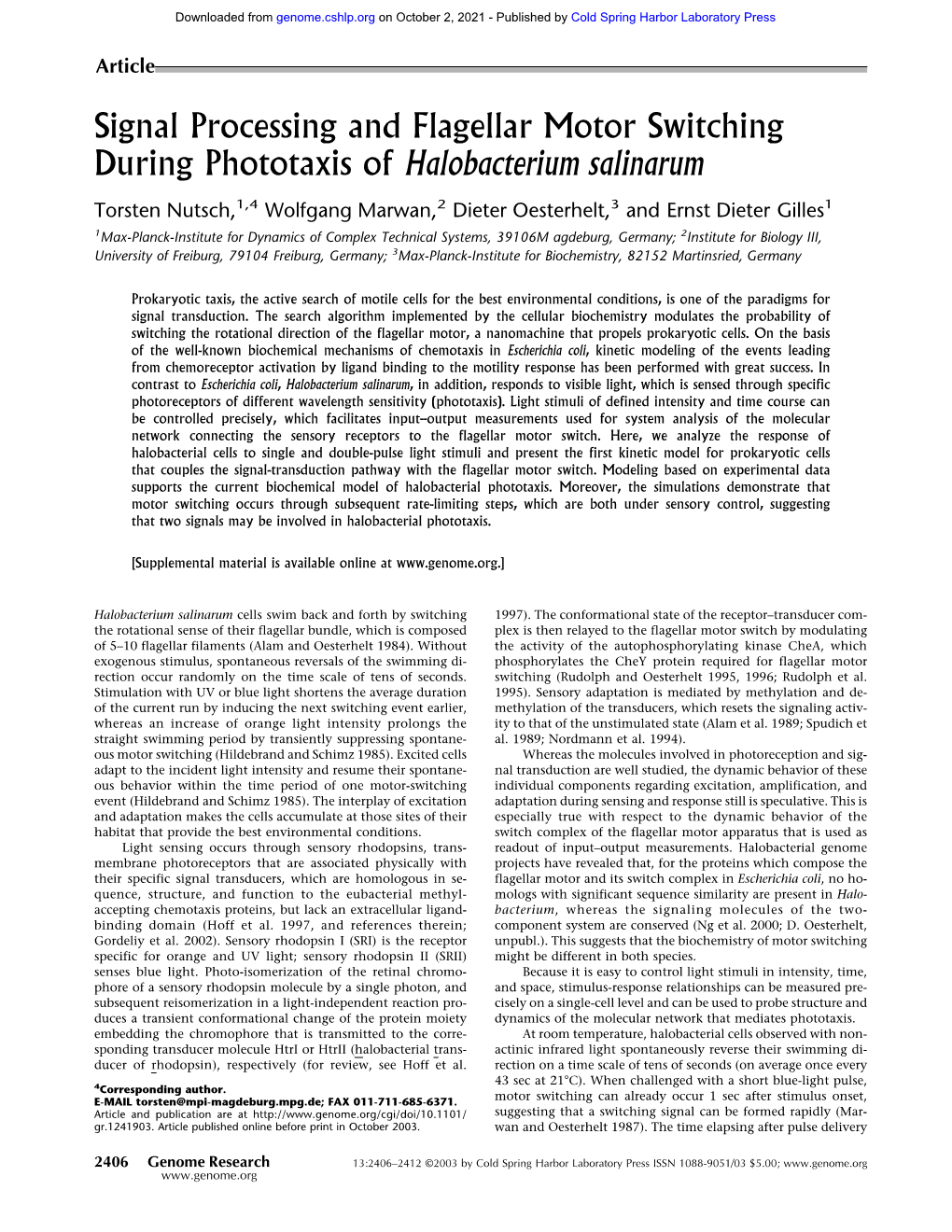 Signal Processing and Flagellar Motor Switching During Phototaxis Of