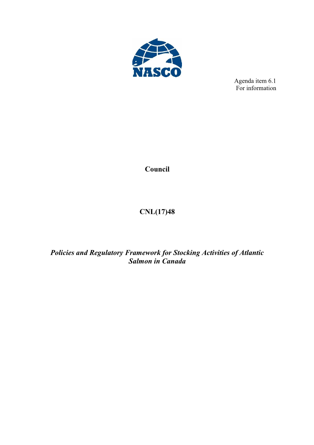 Council CNL(17)48 Policies and Regulatory Framework for Stocking