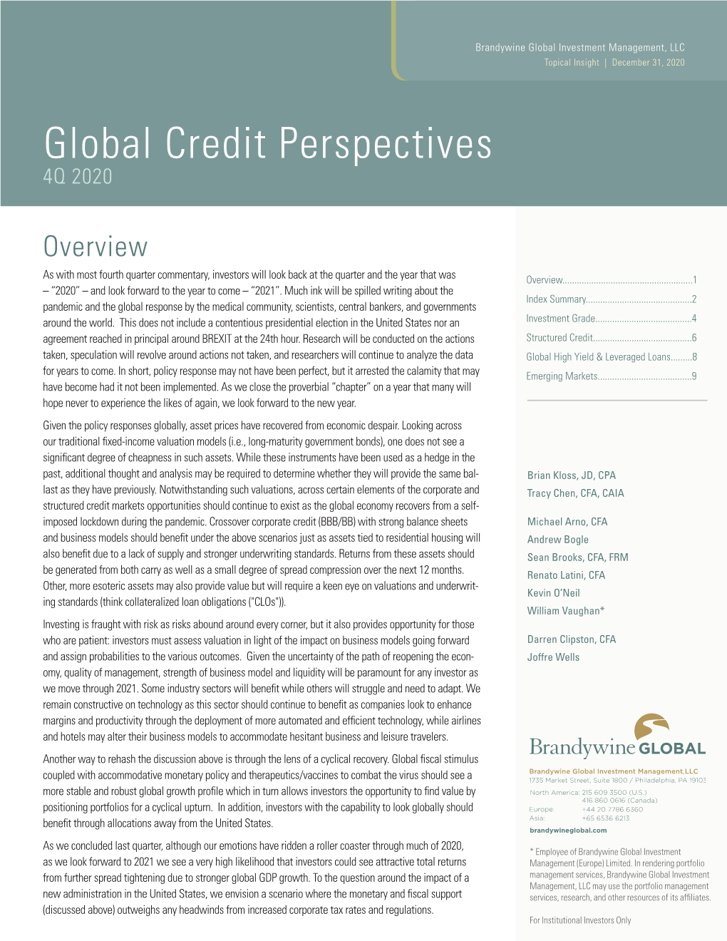 Global Credit Perspectives 4Q 2020