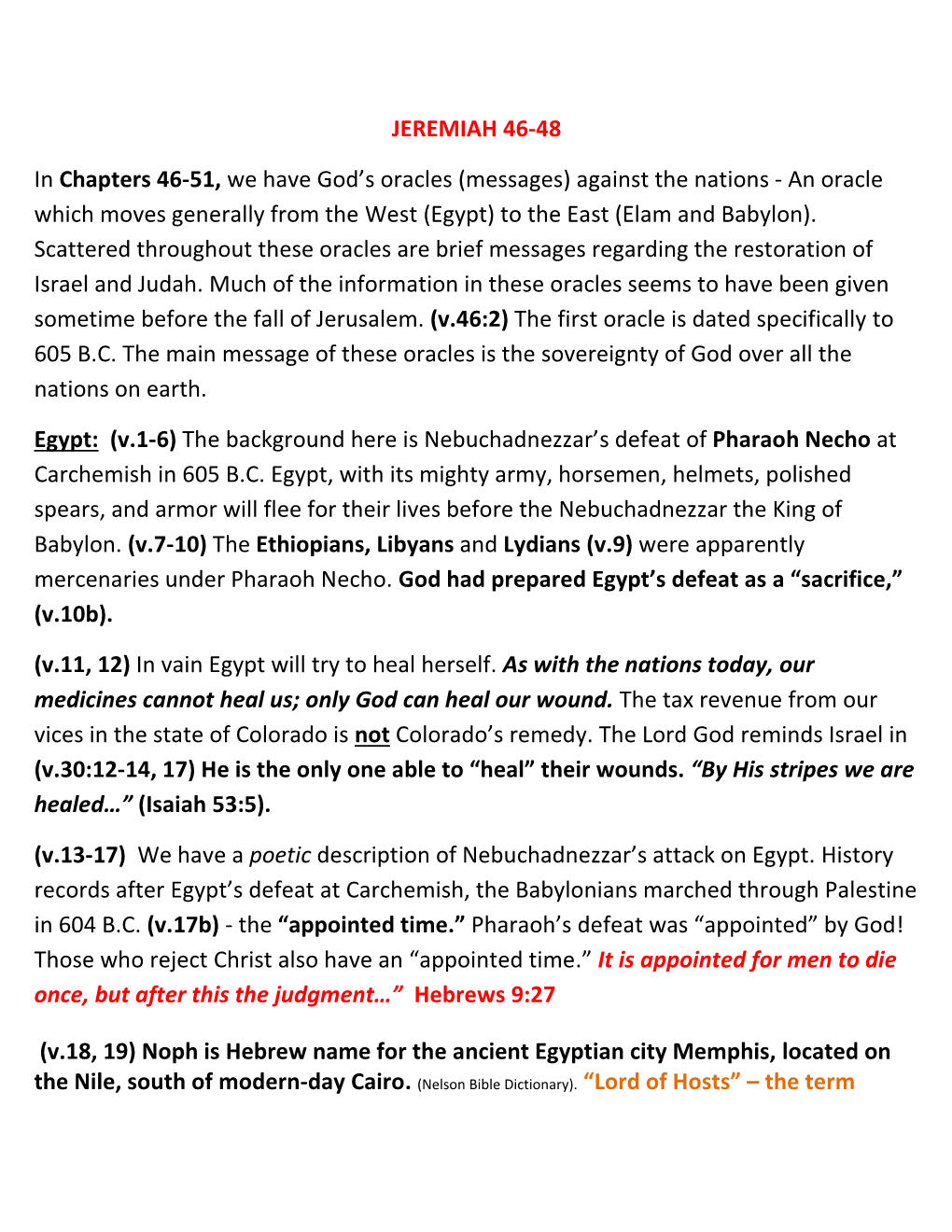 JEREMIAH 46-48 in Chapters 46-51, We Have God's Oracles