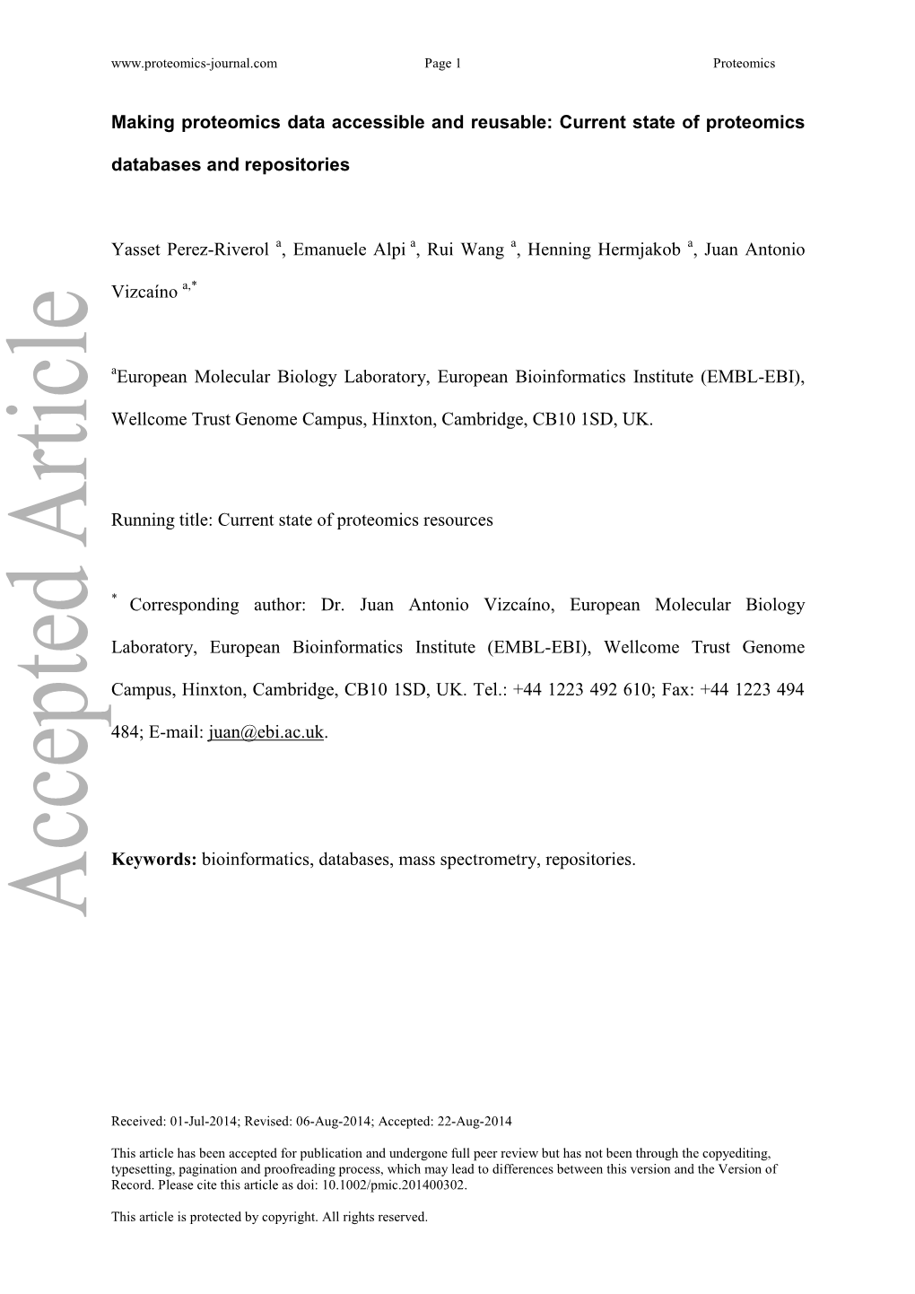 Current State of Proteomics Databases and Repositories