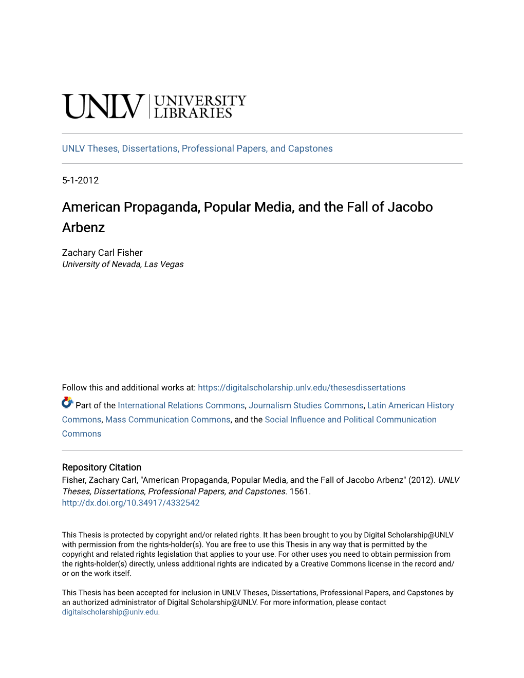 American Propaganda, Popular Media, and the Fall of Jacobo Arbenz