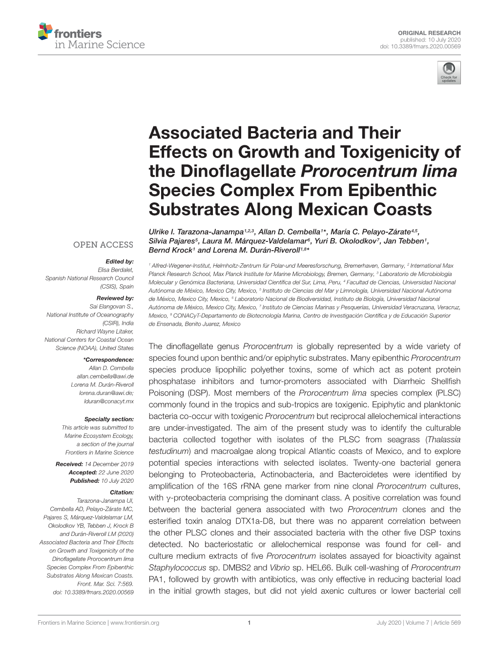 Associated Bacteria and Their Effects on Growth and Toxigenicity of The