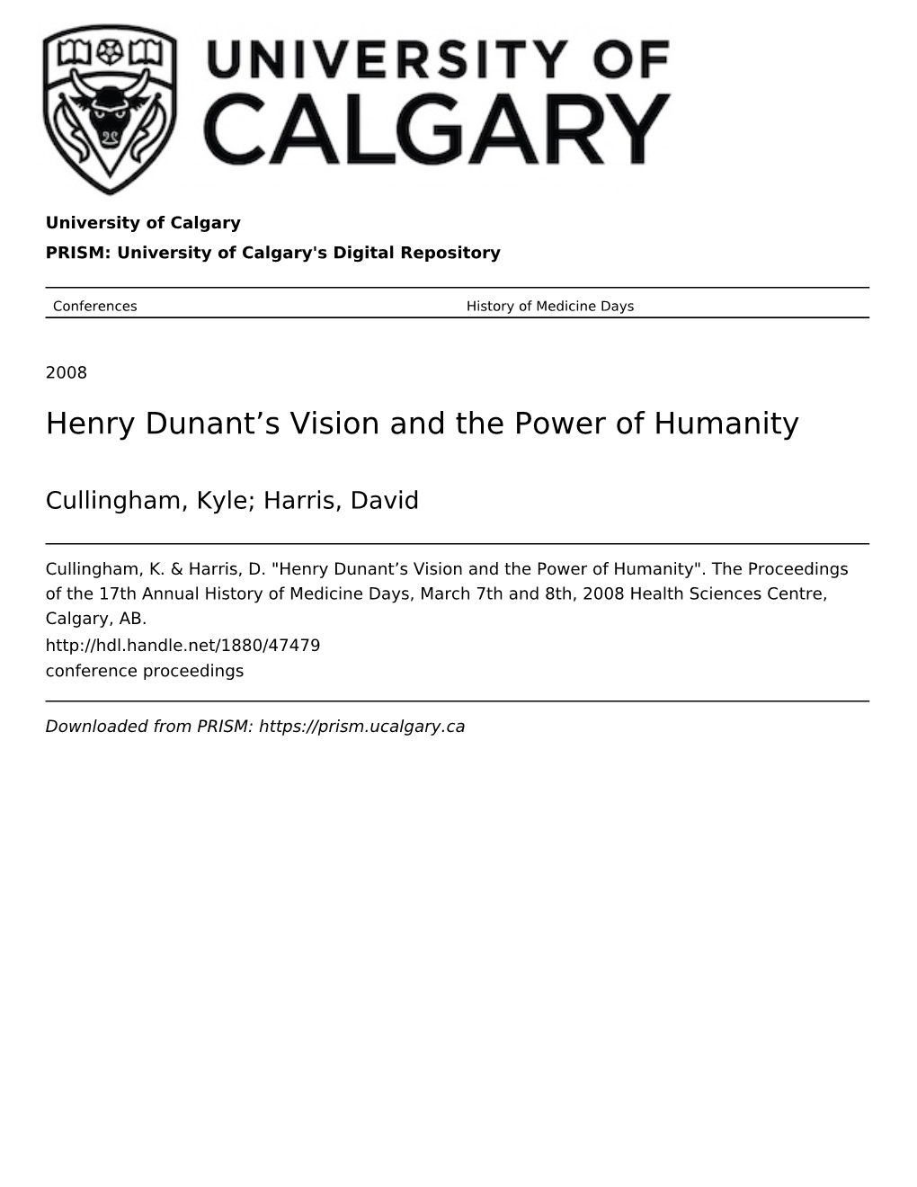 Henry Dunant's Vision and the Power of Humanity