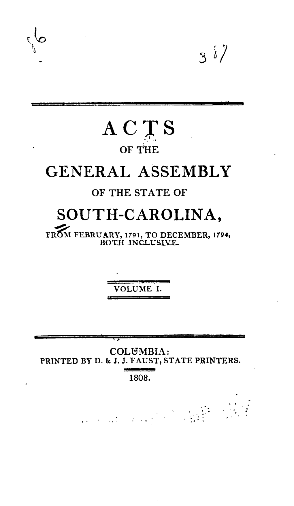 Acts of the General Assembly 1791-1794