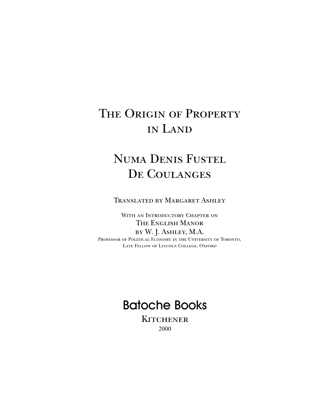 The Origin of Property in Land