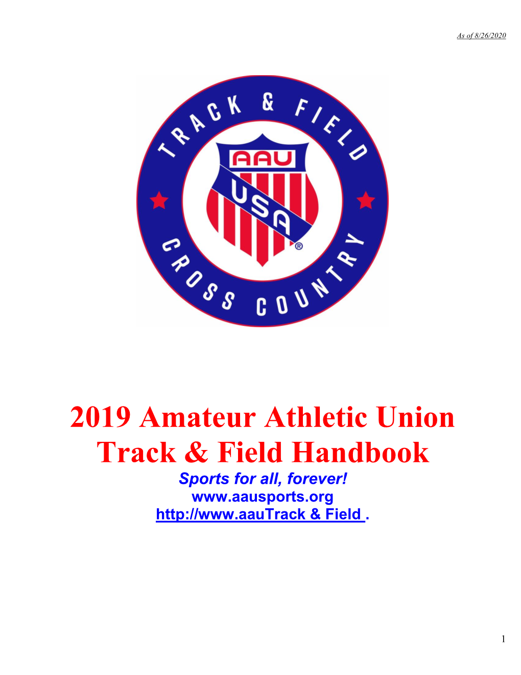 2019 Amateur Athletic Union Track & Field Handbook