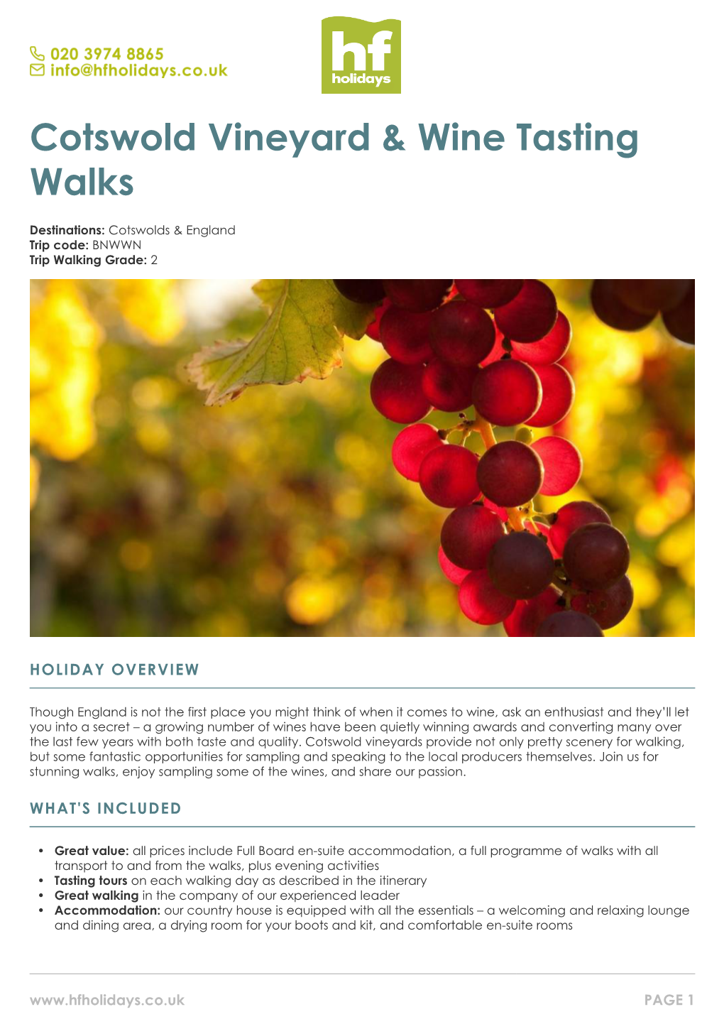 Cotswold Vineyard & Wine Tasting Walks