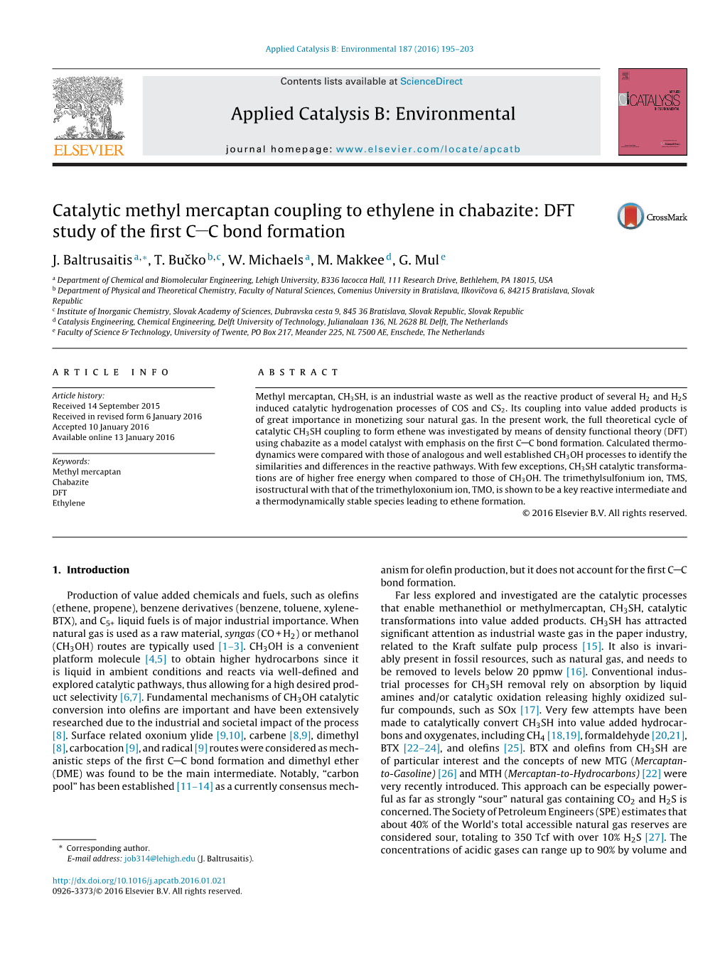 Catalytic Methyl Mercaptan Coupling to Ethylene in Chabazite: DFT Study