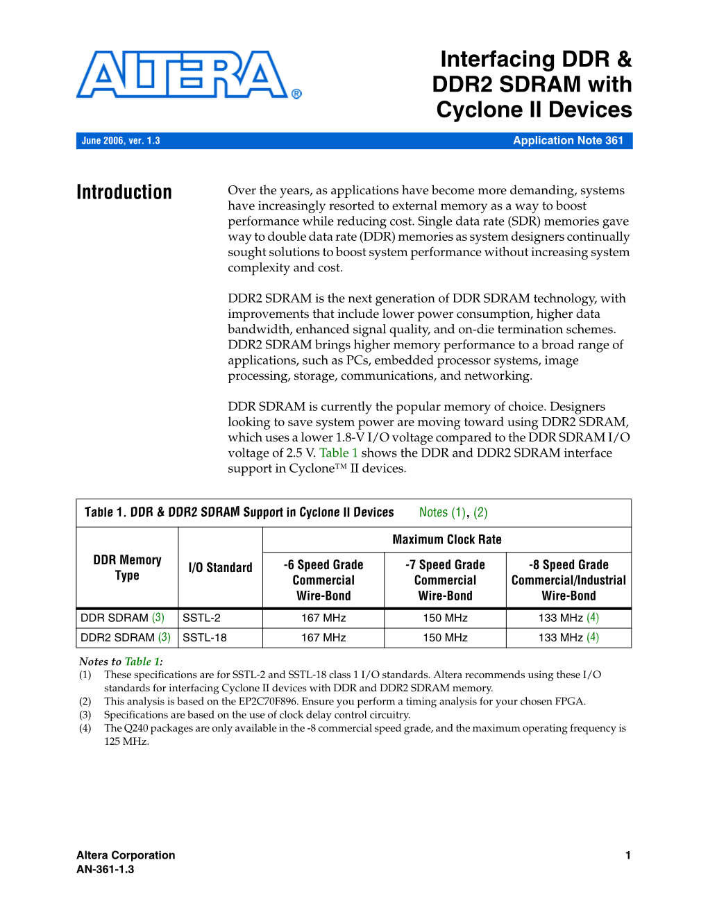 AN 361: Interfacing DDR & DDR2 SDRAM with Cyclone II Devices