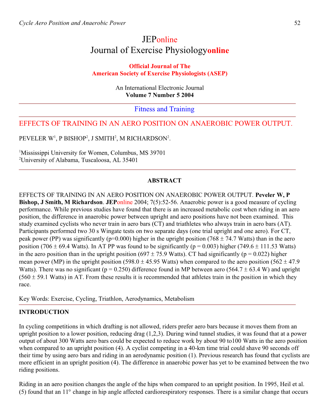 Effects of Training in an Aero Position on Metabolic Economy