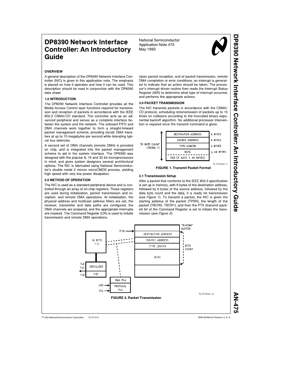 DP8390 Network Interface Controller: an Introductory Guide Utb Nomdo H Ewr Eoyi Ilb Using