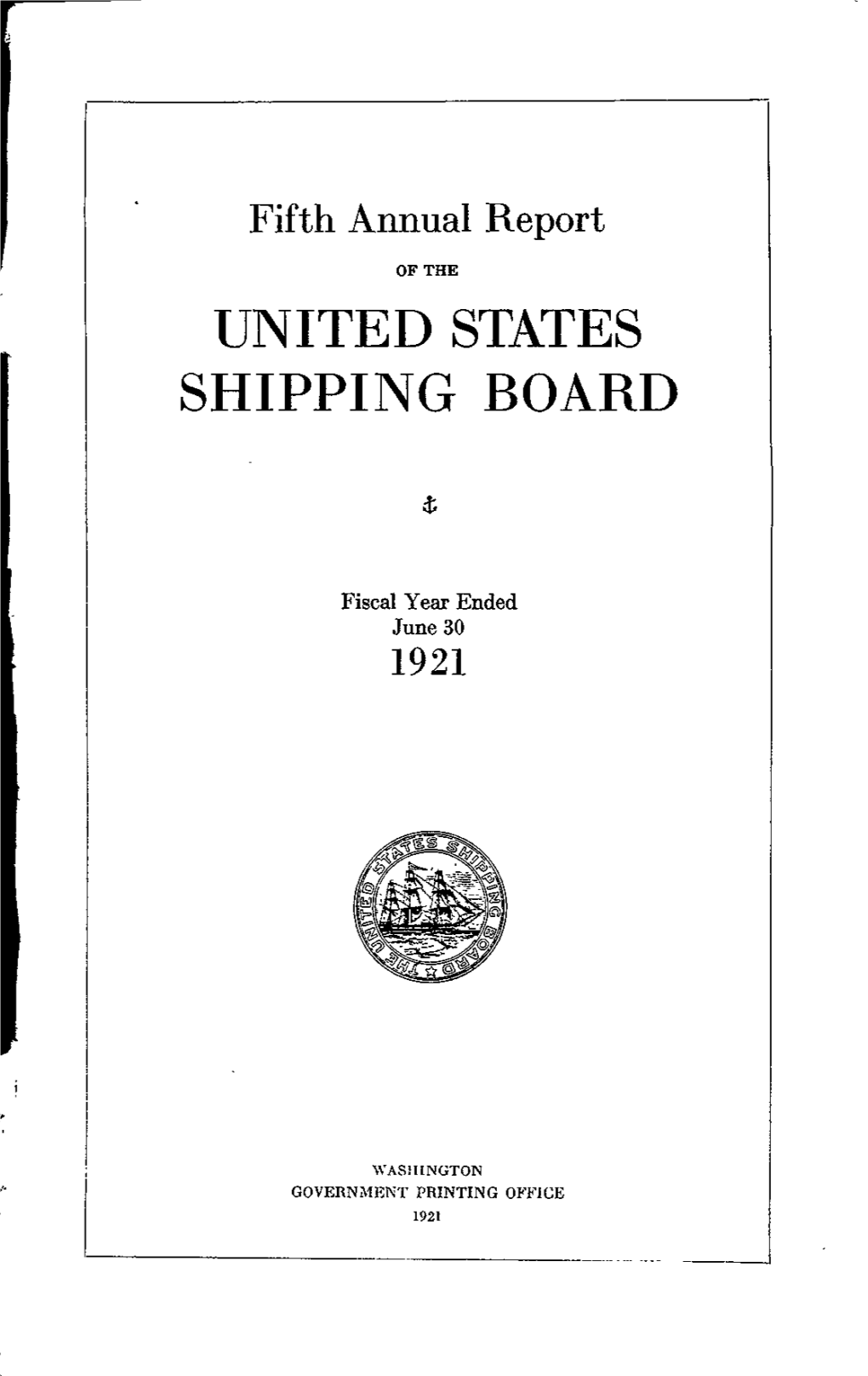 Annual Report for Fiscal Year 1921