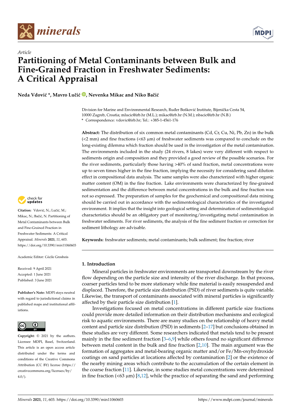 Partitioning of Metal Contaminants Between Bulk and Fine-Grained Fraction in Freshwater Sediments: a Critical Appraisal