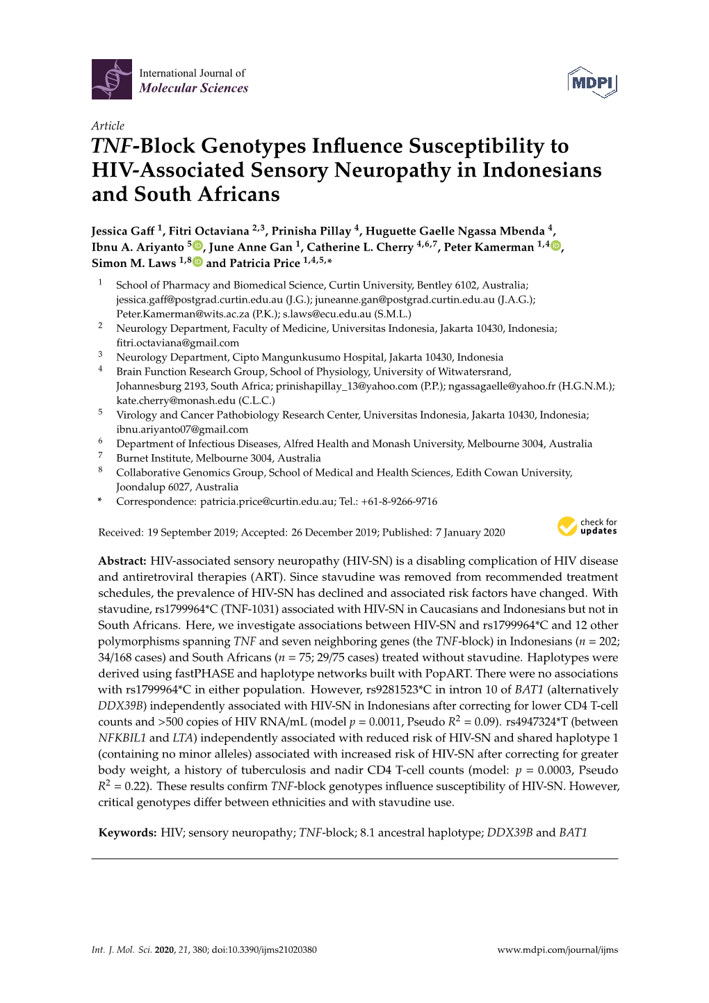 TNF-Block Genotypes Influence Susceptibility to HIV-Associated