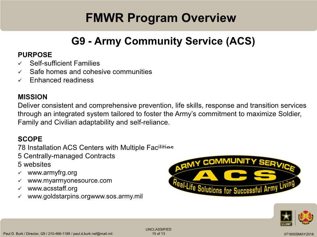 FMWR Program Overview