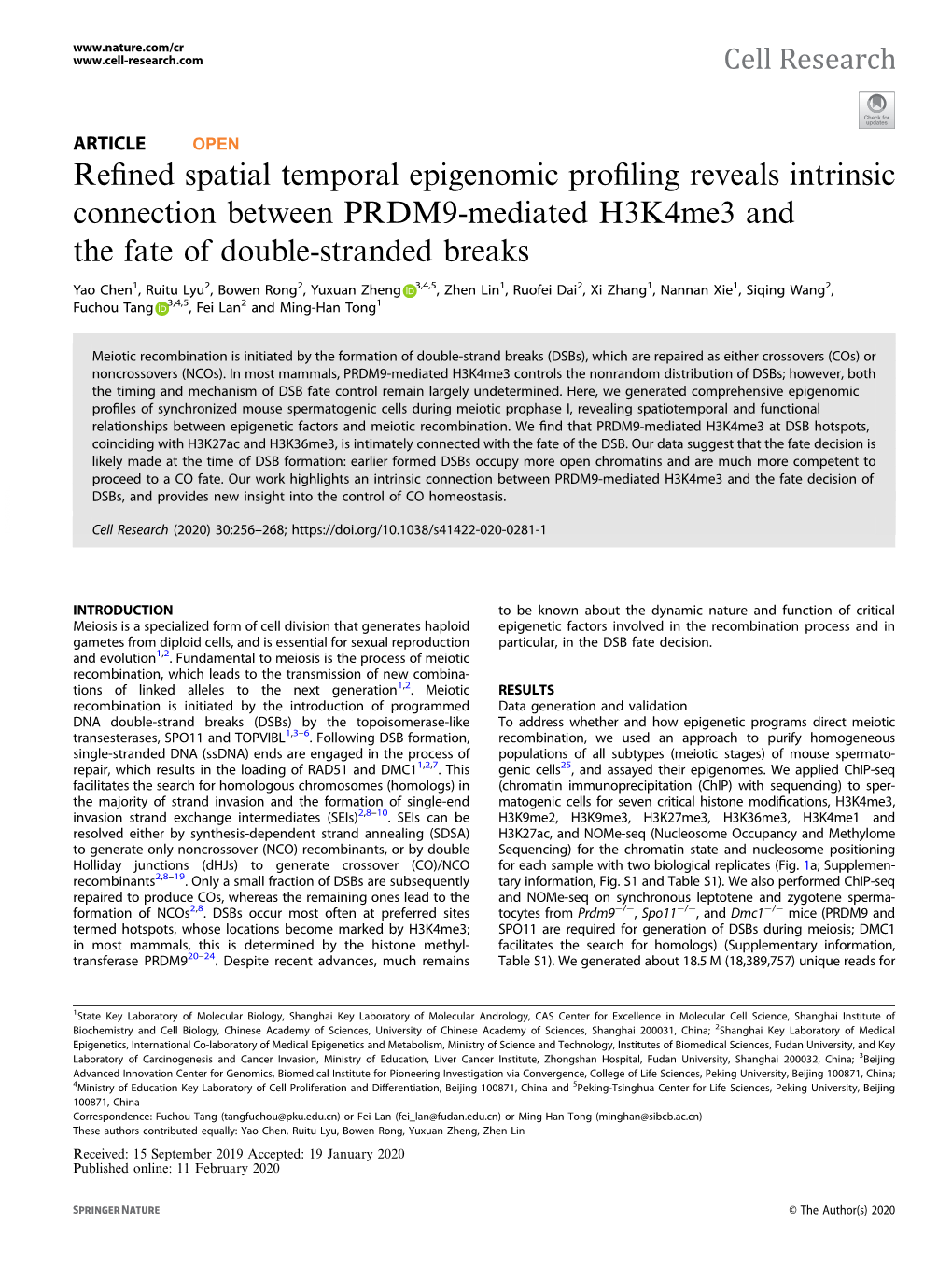 Refined Spatial Temporal Epigenomic Profiling Reveals Intrinsic Connection