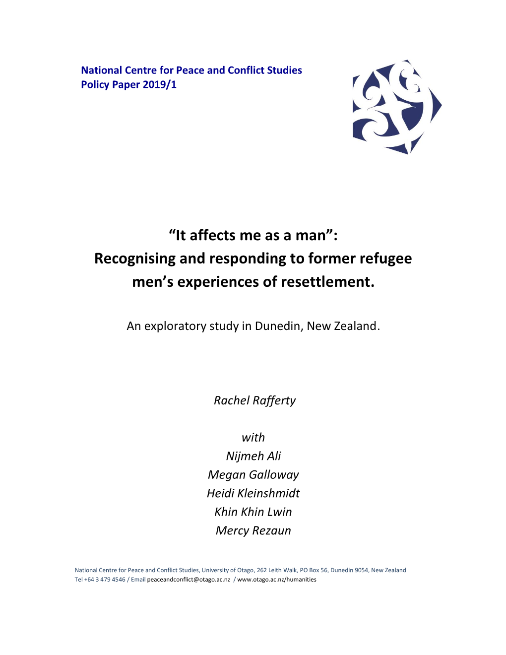 Recognising and Responding to Former Refugee Men's Experiences Of