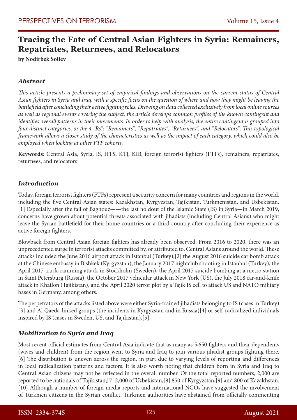 Remainers, Repatriates, Returnees, and Relocators by Nodirbek Soliev