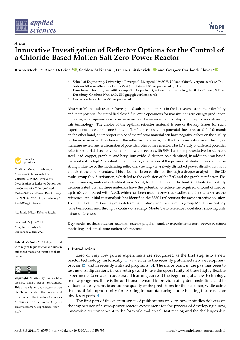 Innovative Investigation of Reflector Options for the Control of a Chloride