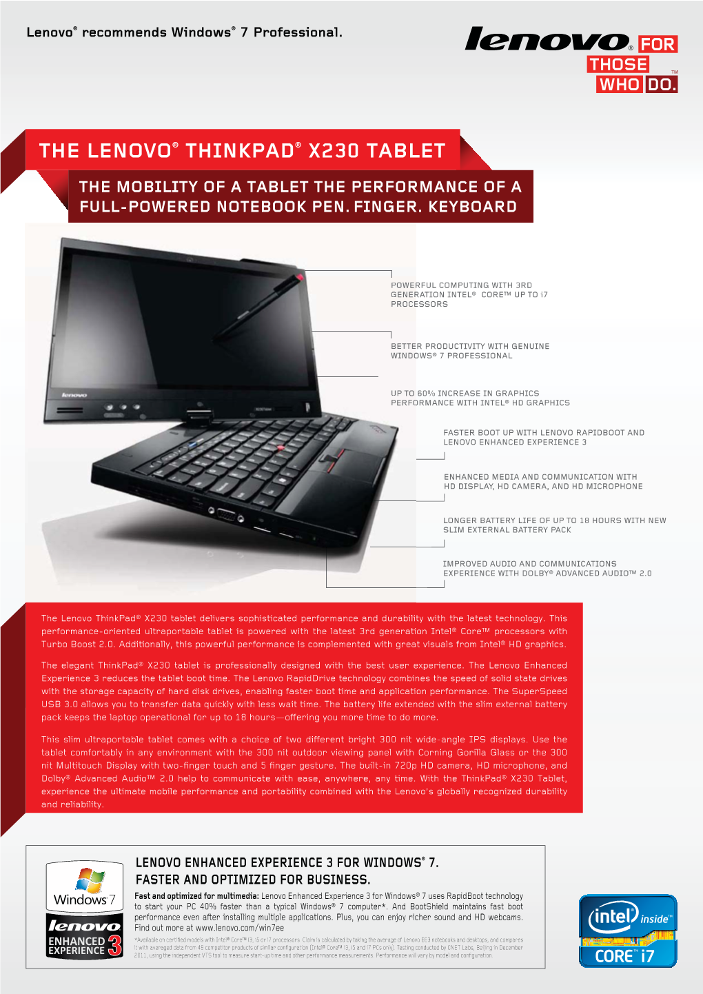 The Lenovo® Thinkpad® X230 Tablet