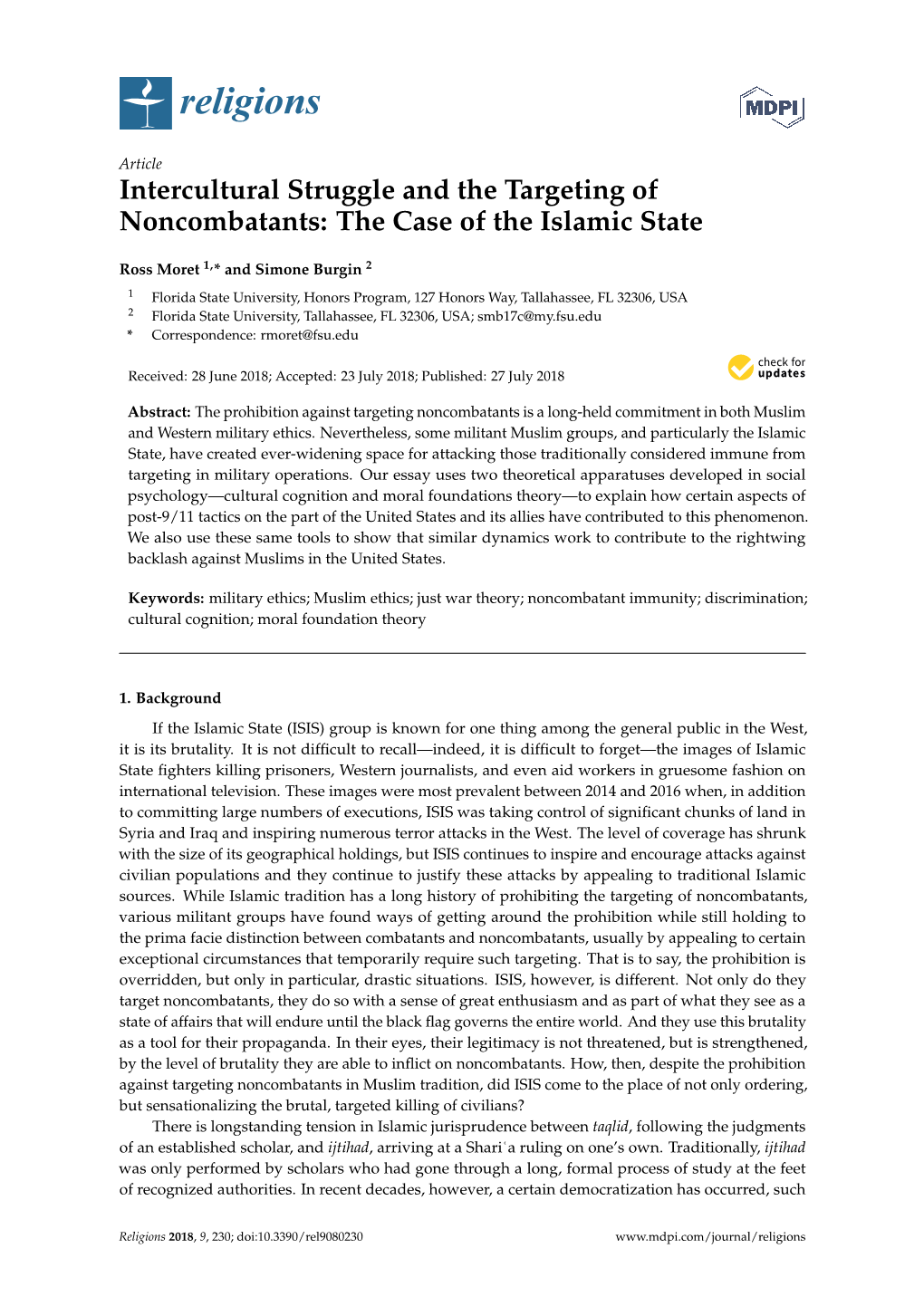 Intercultural Struggle and the Targeting of Noncombatants: the Case of the Islamic State