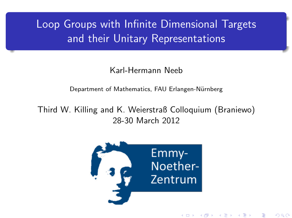 Loop Groups with Infinite Dimensional Targets and Their Unitary