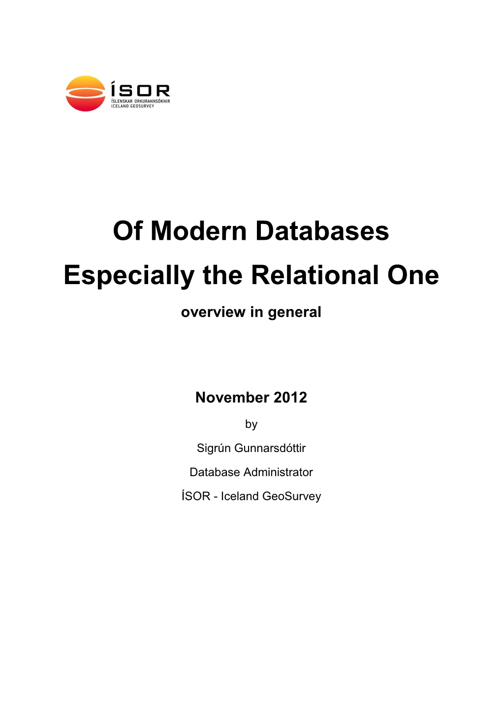 Of Modern Databases Especially the Relational One